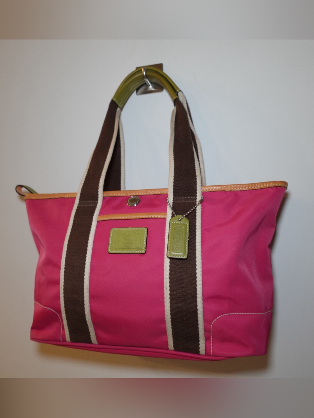 RARE! Coach (2004) Hamptons Weekend Nylon Tote Bag- Pink/Green